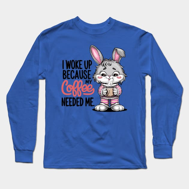 Coffee Bunny Long Sleeve T-Shirt by Dylante